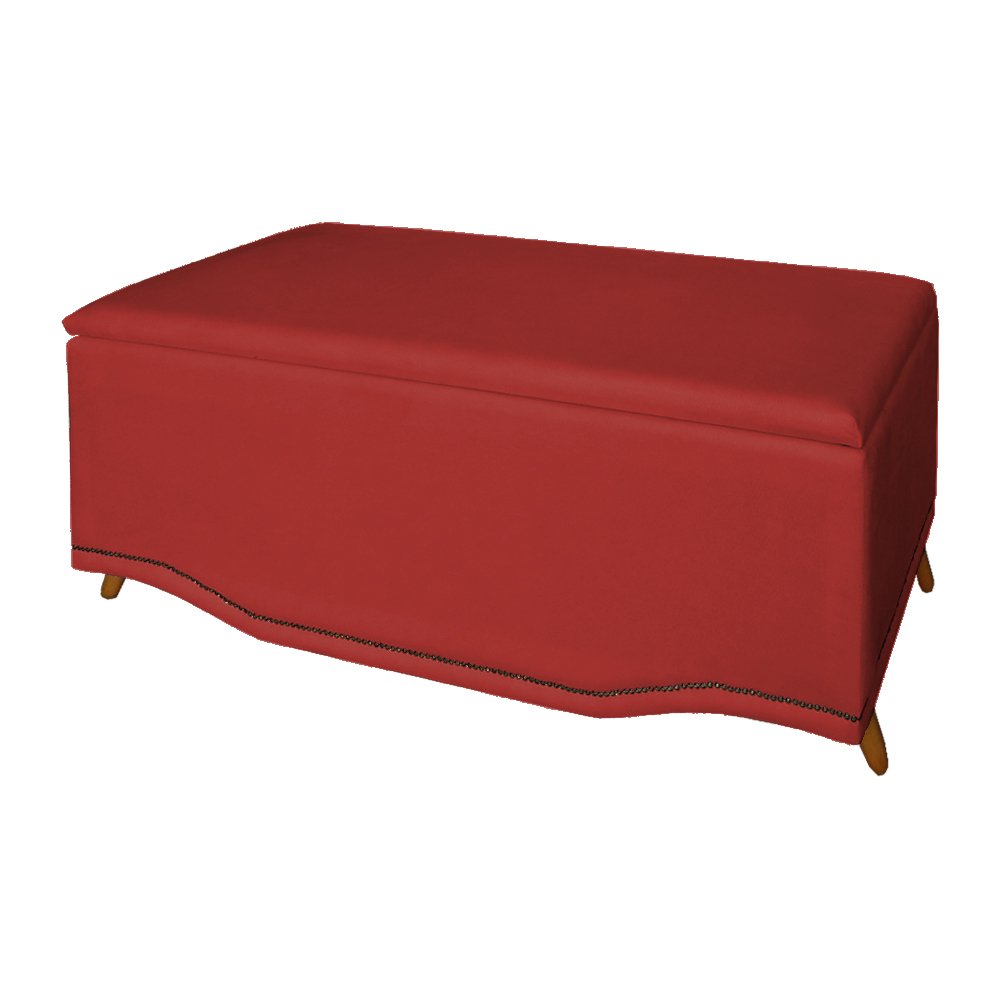 Calçadeira Recamier Baú Solteiro 90cm Greta Suede Vermelho - DS Estofados - 2