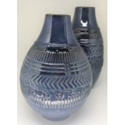 Vaso de Cerâmica Lapidado, Azul Lila - Baixo - 3