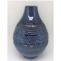 Vaso de Cerâmica Lapidado, Azul Lila - Baixo - 1