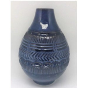 Vaso de Cerâmica Lapidado, Azul Lila - Baixo
