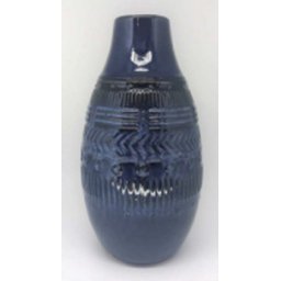 Vaso de cerâmica Lapidado, Azul Lila - Alto - 2
