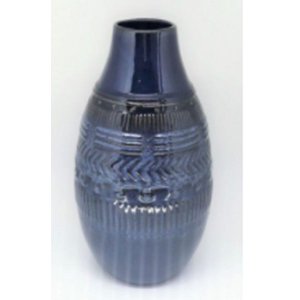 Vaso de cerâmica Lapidado, Azul Lila - Alto