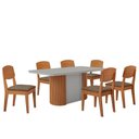 Ver imagem 2 de Mesa de Jantar Aspen 180cm Tampo Mdf Vidro 6 Cadeiras Copper Veludo Capuccino/nat/off/serig. Off