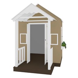 Casinha de Brinquedo Mdf com Varanda Artesanal Branco/bege L12 - Gran Belo Casinha Infantil - 6