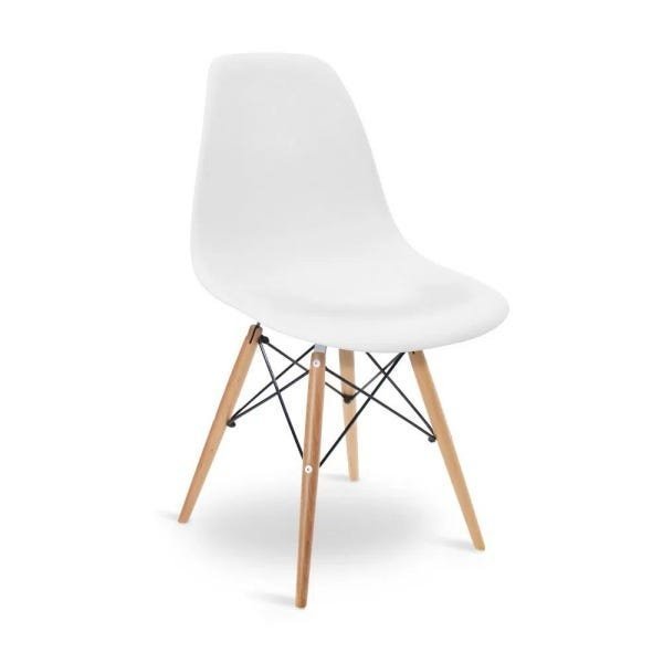 Cadeira Charles Eames Wood Design Eiffel de Jantar Branca