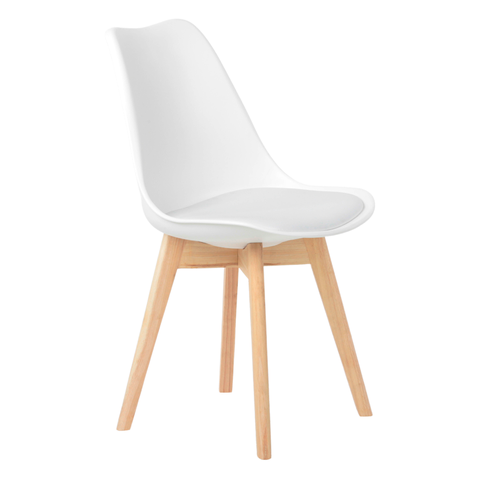 Cadeira de Jantar Eames Wood Leda Design Estofada Branca