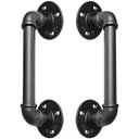 Ver imagem 3 de Puxador Duplo Industrial Ferro Fundido Pipe Preto Fosco 290mm