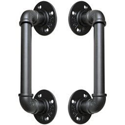 Puxador Duplo Industrial Ferro Fundido Pipe Preto Fosco 290mm - 3