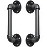 Puxador Duplo Industrial Ferro Fundido Pipe Preto Fosco 290mm - 3