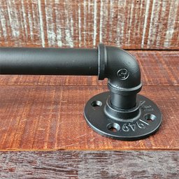Puxador Duplo Industrial Ferro Fundido Pipe Preto Fosco 290mm - 1
