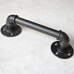 Puxador Duplo Industrial Ferro Fundido Pipe Preto Fosco 290mm - 2