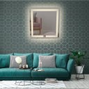 Ver imagem 1 de Espelho quadrado jateado iluminado com led quente 60x60cm TOUCH
