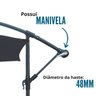 Ombrelone Lateral Articulado Alumínio 3,5m Grande Praia Piscina Jardim com Base Importway Iwobl-350  - 6