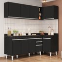 Ver imagem 2 de Armário de Cozinha Modulado de Canto Esquerdo 4 Peças Cp50 Balcão com Tampo Preto - Lumil Lumil Móve