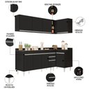 Ver imagem 3 de Armário de Cozinha Modulado de Canto Esquerdo 4 Peças Cp50 Balcão com Tampo Preto - Lumil Lumil Móve