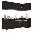 Ver imagem 1 de Armário de Cozinha Modulado de Canto Esquerdo 4 Peças Cp50 Balcão com Tampo Preto - Lumil Lumil Móve
