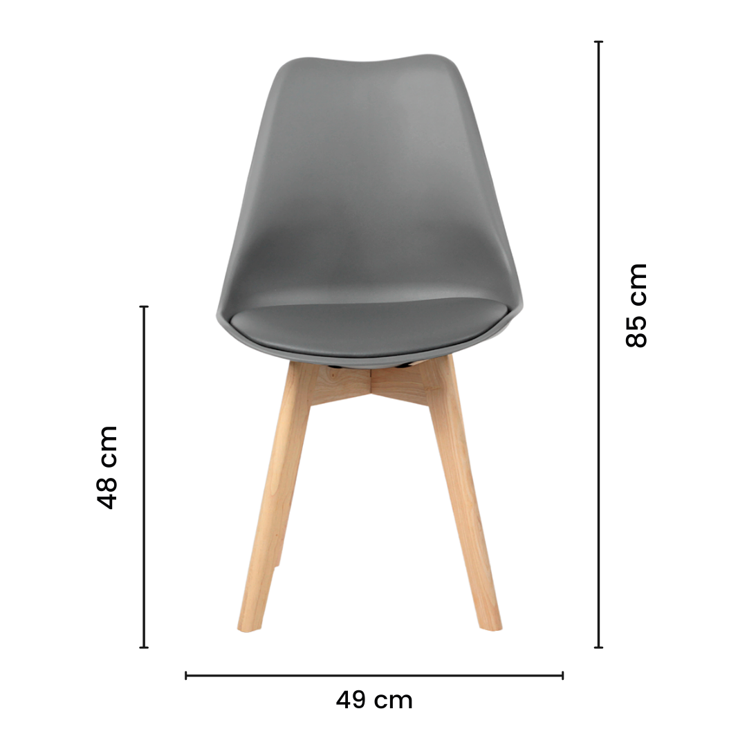 Kit 6 Cadeiras Jantar Eames Wood Leda Design Estofada Cinza - 8