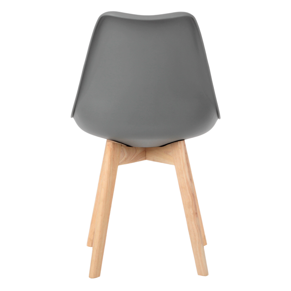Kit 6 Cadeiras Jantar Eames Wood Leda Design Estofada Cinza - 4