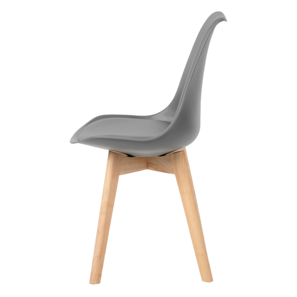 Kit 6 Cadeiras Jantar Eames Wood Leda Design Estofada Cinza - 3