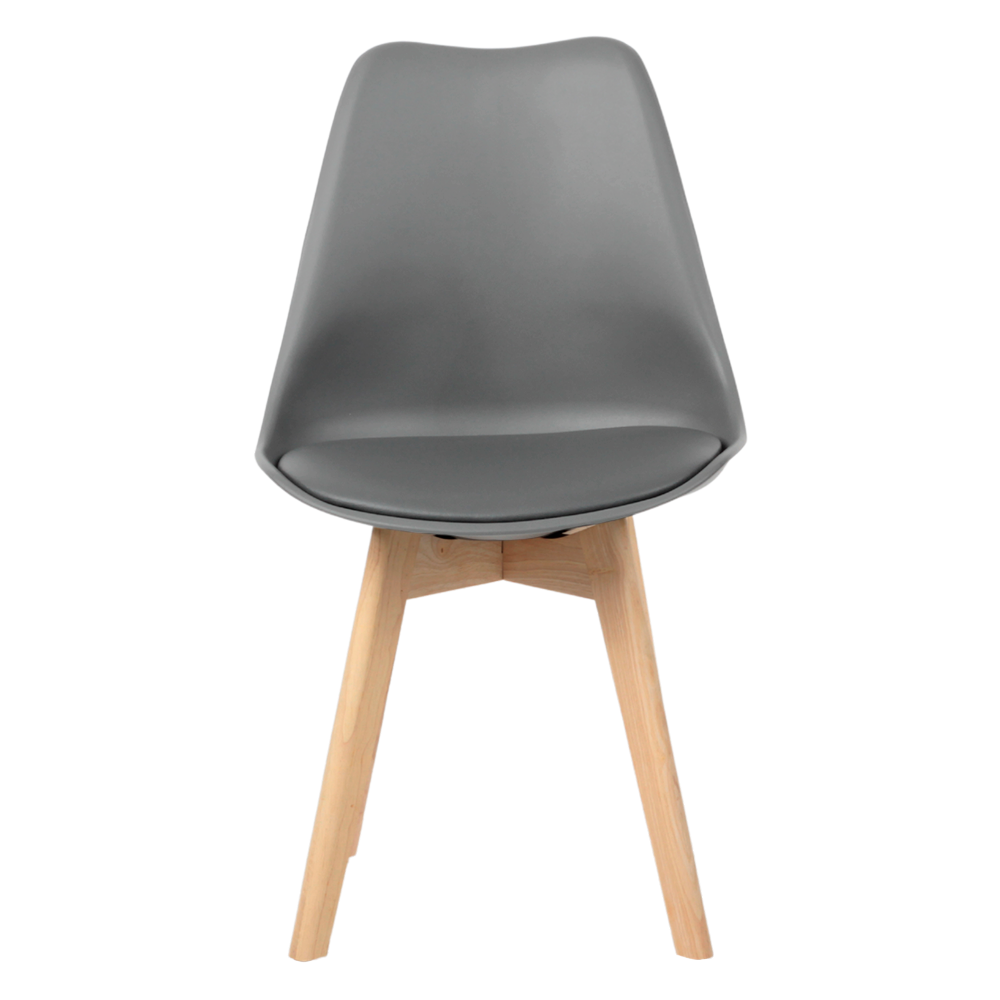 Kit 6 Cadeiras Jantar Eames Wood Leda Design Estofada Cinza - 2