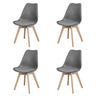 Kit 4 Cadeiras Jantar Eames Wood Leda Design Estofada Cinza - 1