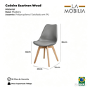 Ver imagem 3 de Kit 4 Cadeiras Saarinen Wood Leda Cinza Polipropileno Estofada Sala Jantar