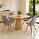 Ver imagem 2 de Kit 4 Cadeiras Saarinen Wood Leda Cinza Polipropileno Estofada Sala Jantar