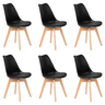 Kit 6 Cadeiras Jantar Saarinen Wood Leda Design Estofada - 1