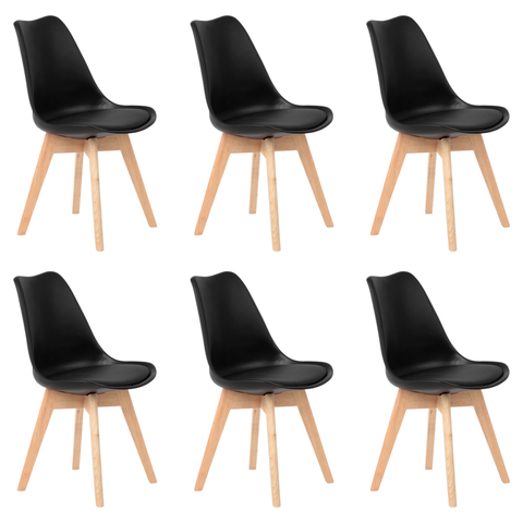 Kit 6 Cadeiras Jantar Saarinen Wood Leda Design Estofada