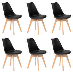 Kit 6 Cadeiras Jantar Eames Wood Leda Design Estofada - 1