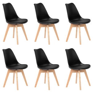 Kit 6 Cadeiras Jantar Eames Wood Leda Design Estofada