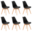 Ver imagem 1 de Kit 6 Cadeiras Jantar Eames Wood Leda Design Estofada
