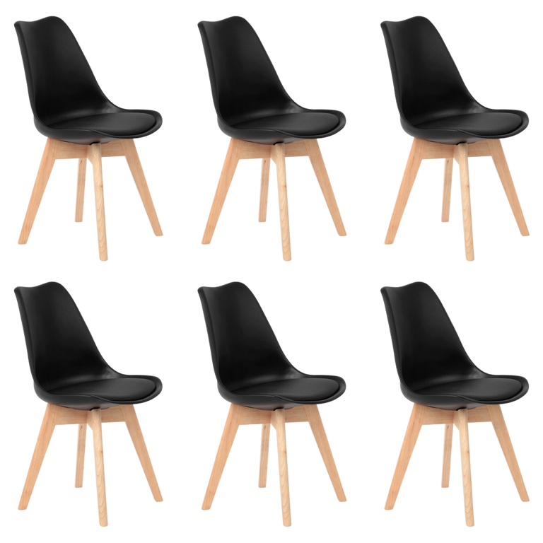 Kit 6 Cadeiras Jantar Eames Wood Leda Design Estofada Kit 6 Cadeiras Jantar Eames Wood Leda Design Estofada