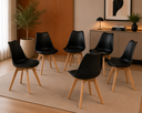 Ver imagem 1 de Kit 6 Cadeiras Jantar Saarinen Wood Leda Design Estofada