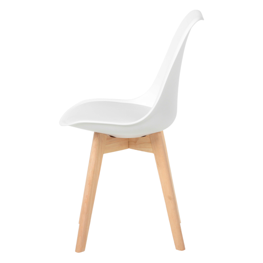 Kit 4 Cadeiras Jantar Eames Wood Leda Design Estofada Branca - 3