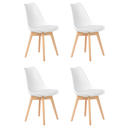 Ver imagem 1 de Kit 4 Cadeiras Jantar Eames Wood Leda Design Estofada Branca
