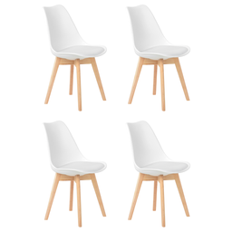 Kit 4 Cadeiras Jantar Eames Wood Leda Design Estofada Branca - 1