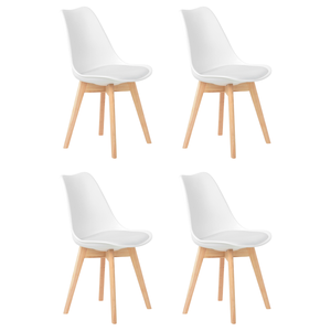 Kit 4 Cadeiras Jantar Eames Wood Leda Design Estofada Branca