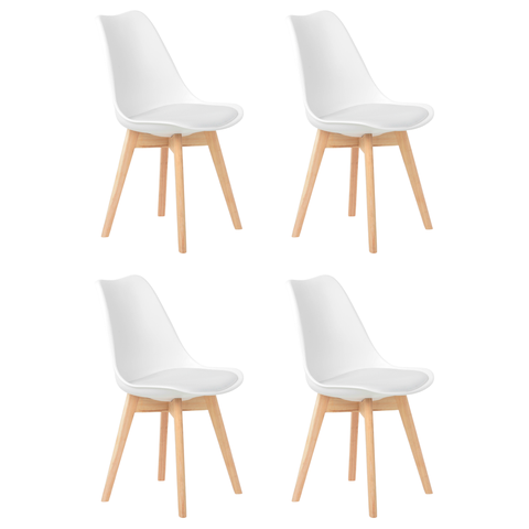 Kit 4 Cadeiras Jantar Eames Wood Leda Design Estofada Branca