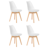 Kit 4 Cadeiras Jantar Eames Wood Leda Design Estofada Branca - 1