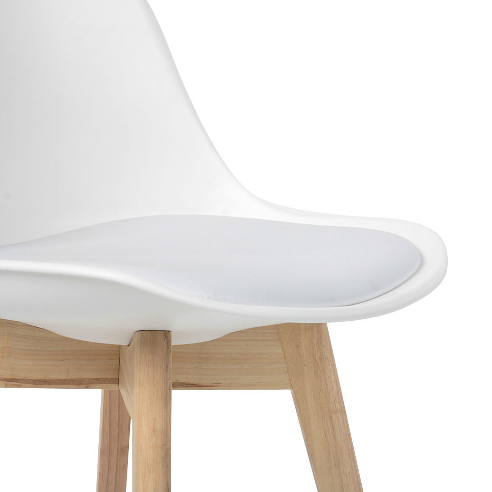 Kit 4 Cadeiras Jantar Eames Wood Leda Design Estofada Branca - 6