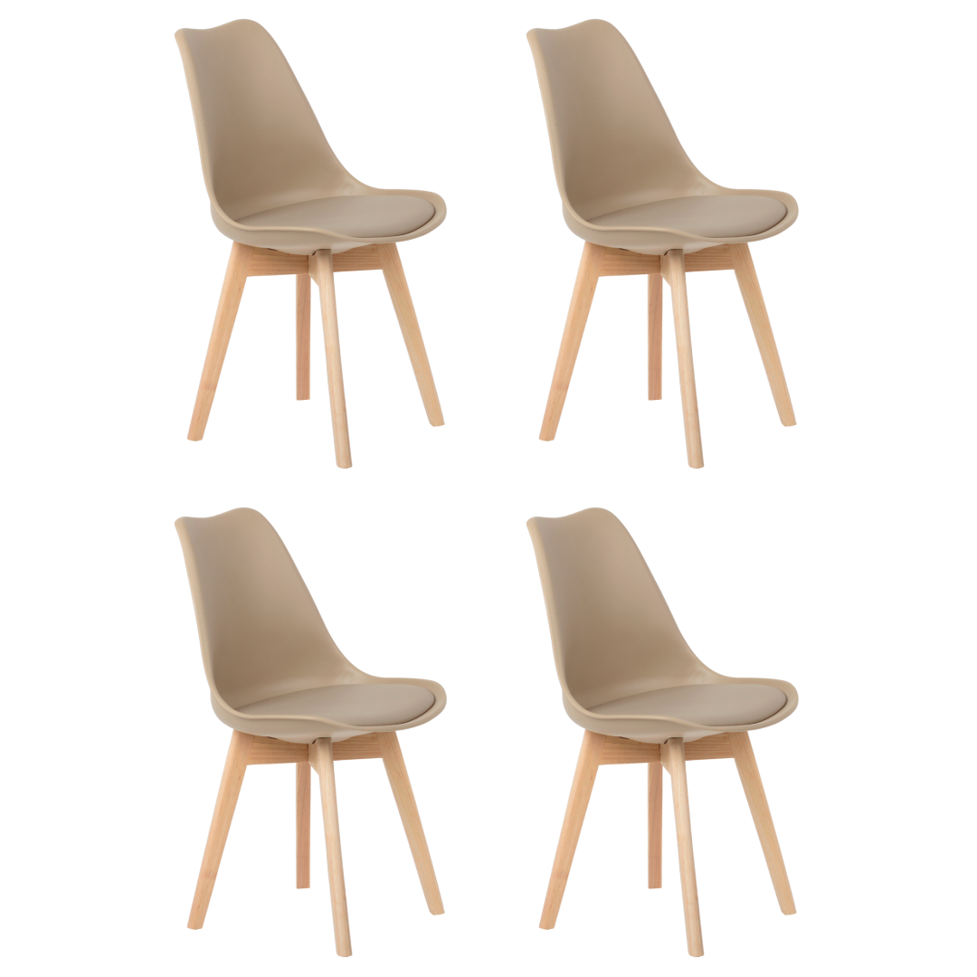 Kit 4 Cadeiras Jantar Eames Wood Leda Design Estofada Fendi