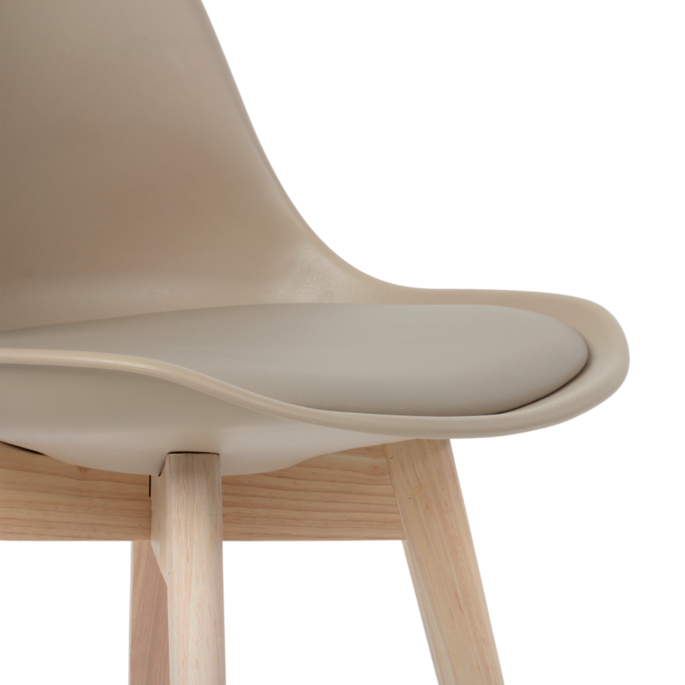 Kit 4 Cadeiras Jantar Eames Wood Leda Design Estofada Fendi - 6
