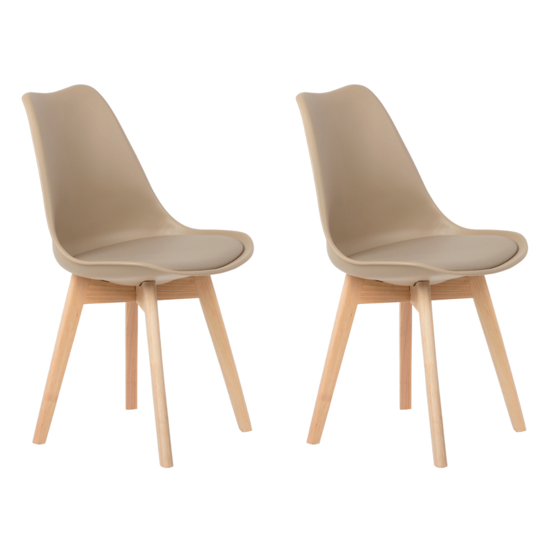 Kit 2 Cadeiras Jantar Eames Wood Leda Design Estofada Fendi - 1