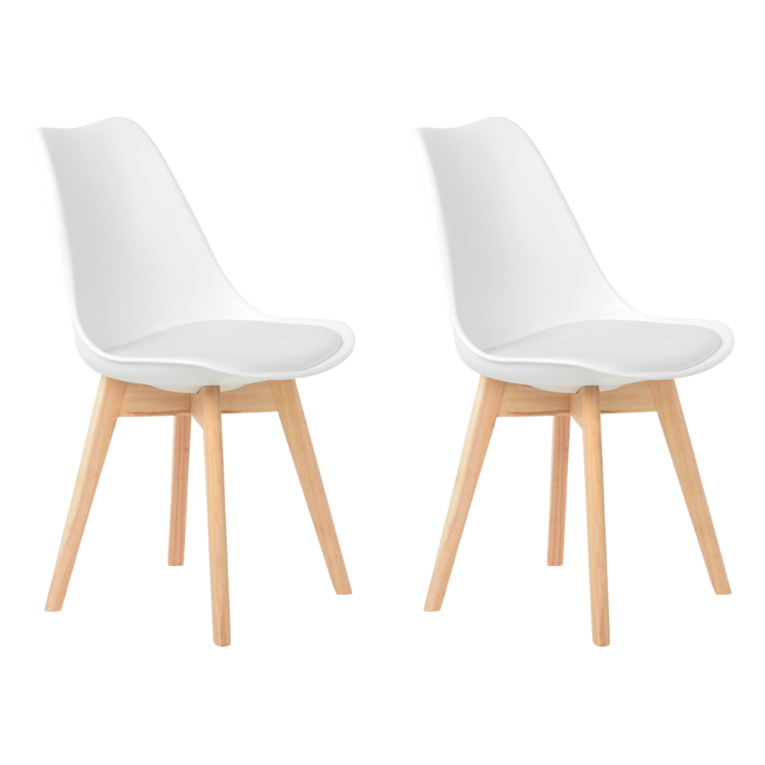 Kit 2 Cadeiras Jantar Eames Wood Leda Design Estofada Branca - 1