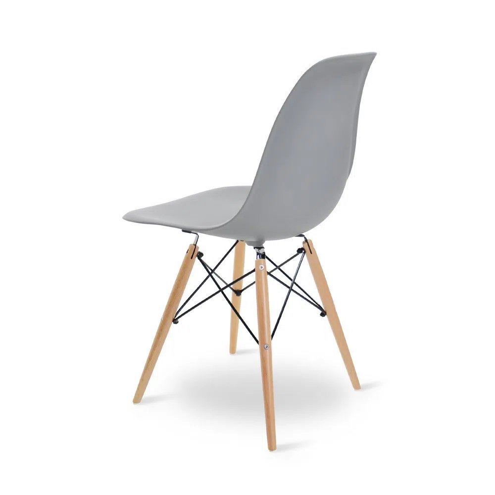 Kit 4 Cadeiras Charles Eames Eiffel Wood Design Jantar Cinza - 4