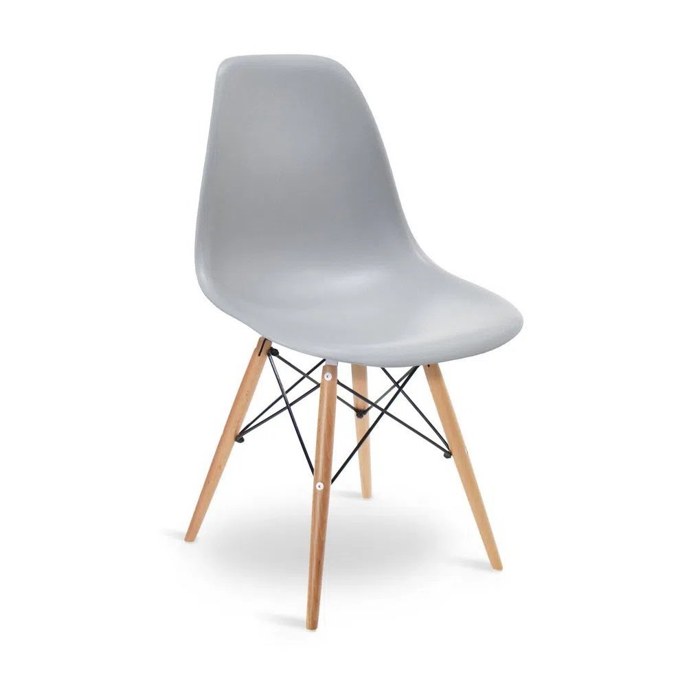Kit 4 Cadeiras Charles Eames Eiffel Wood Design Jantar Cinza - 2