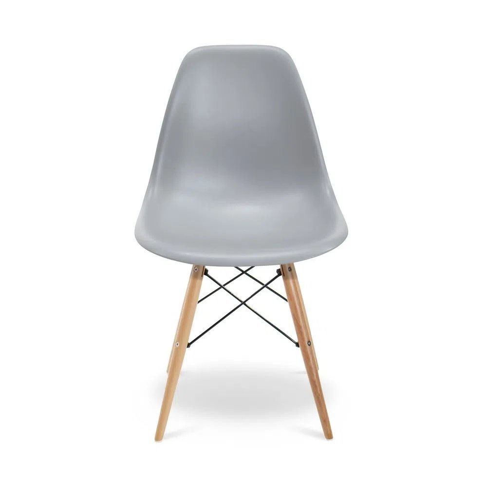 Kit 4 Cadeiras Charles Eames Eiffel Wood Design Jantar Cinza - 3