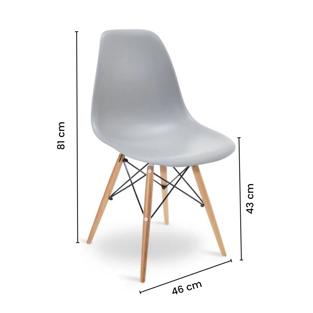 Kit 2 Cadeiras Charles Eames Eiffel Wood Design Jantar Cinza - 5