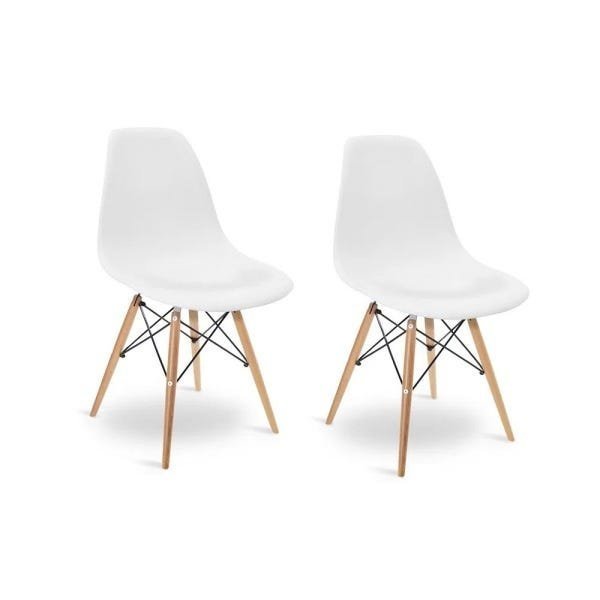Kit 2 Cadeiras Charles Eames Eiffel Wood Design Branca - 1